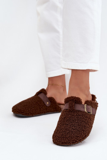 Dames pantoffels met schapenvacht, bruin Lorivine 2