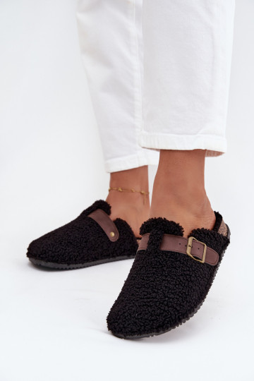 Dames pantoffels met schapenvacht, zwart Lorivine 2