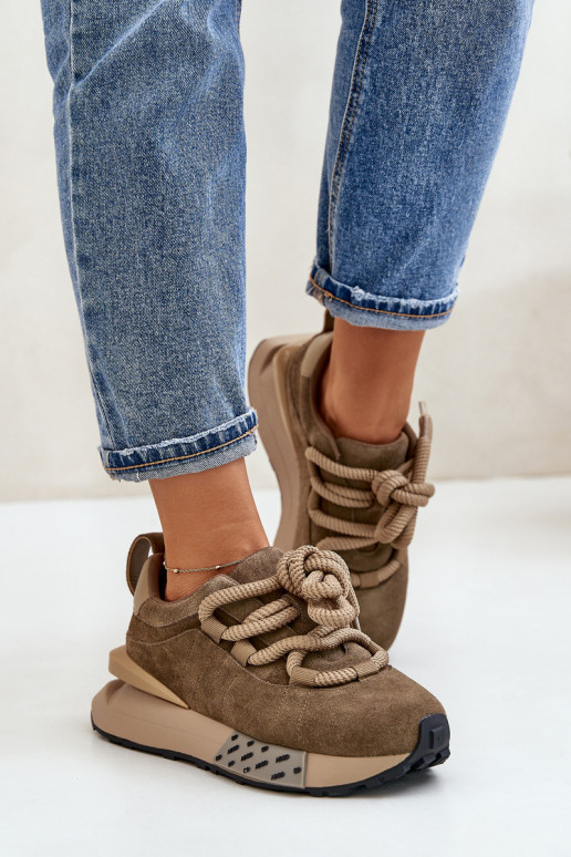 van suède Sneakers model schoenen Dames met platformGrubym Vetersluitingm Artiker 54C1466 bruine kleur van suède Sneakers model schoenen Dames met platformGrubym Vetersluitingm Artiker 54C1466 bruine kleur