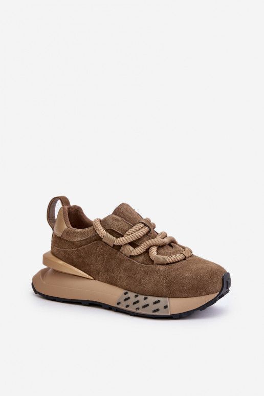 van suède Sneakers model schoenen Dames met platformGrubym Vetersluitingm Artiker 54C1466 bruine kleur van suède Sneakers model schoenen Dames met platformGrubym Vetersluitingm Artiker 54C1466 bruine kleur