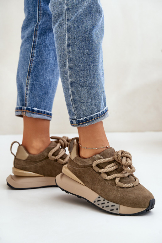 van suède Sneakers model schoenen Dames met platformGrubym Vetersluitingm Artiker 54C1466 bruine kleur van suède Sneakers model schoenen Dames met platformGrubym Vetersluitingm Artiker 54C1466 bruine kleur