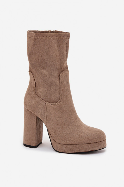Dameslaarzenvan eco-suèdeu beige Carolina Dameslaarzenvan eco-suèdeu beige Carolina