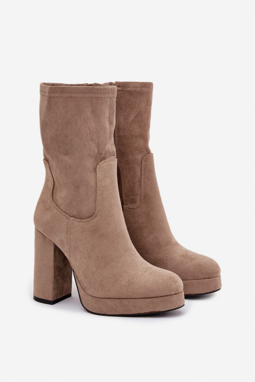 Dameslaarzenvan eco-suèdeu beige Carolina Dameslaarzenvan eco-suèdeu beige Carolina