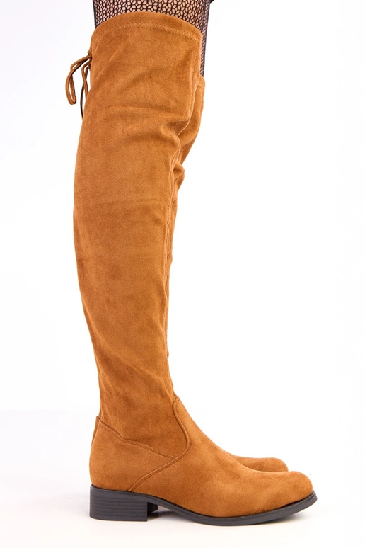 Bruine lange laarzen met een platte...