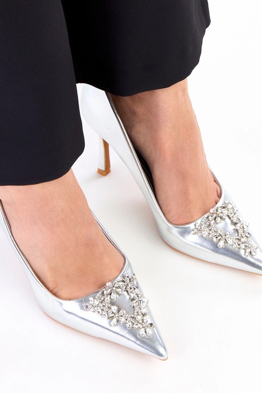 Zilveren lakleren hoge hakken,...