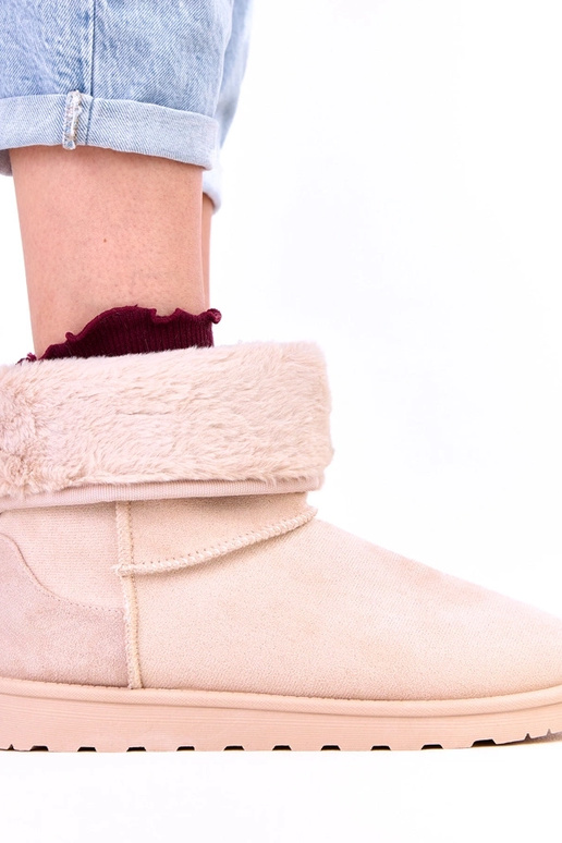 Zandkleurige sneeuwlaarzen met bont...