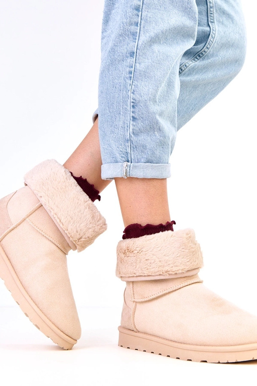 Zandkleurige sneeuwlaarzen met bont...