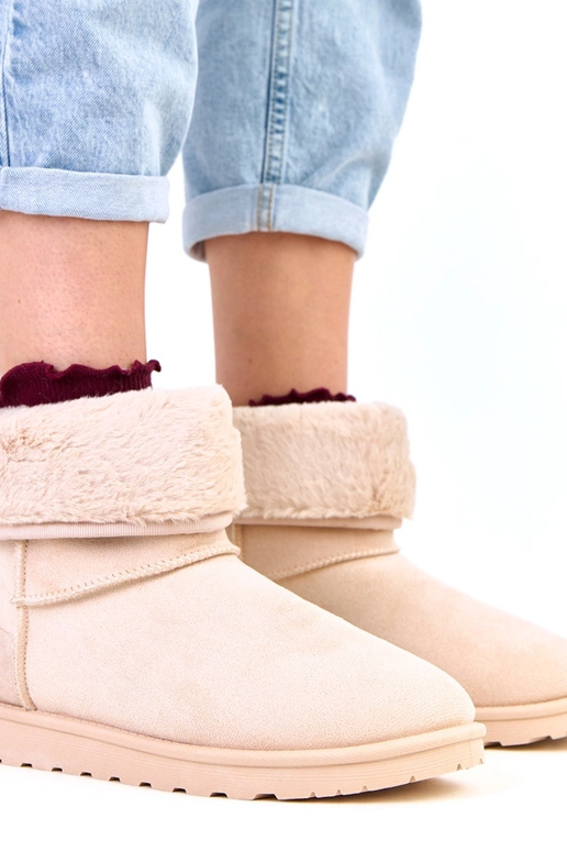 Zandkleurige sneeuwlaarzen met bont...