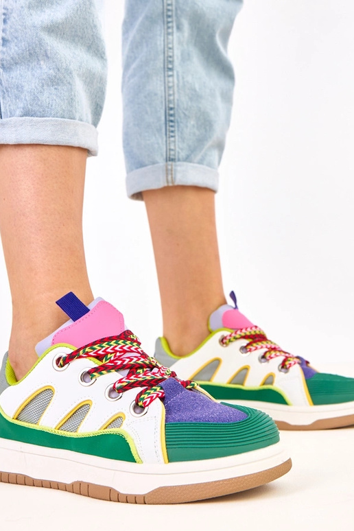 Groene sneakers met dikke veters Neolis