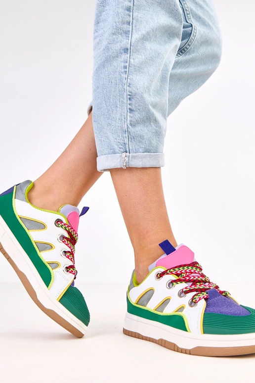 Groene sneakers met dikke veters Neolis