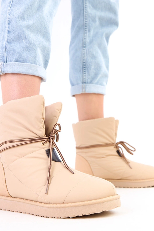 Zandkleurige dames sneeuwlaarzen met...