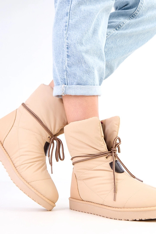 Zandkleurige dames sneeuwlaarzen met...