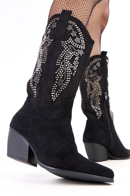 Zwarte cowboylaarzen met lage hak en...