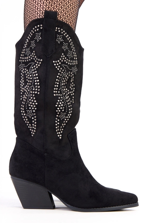 Zwarte cowboylaarzen met lage hak en...