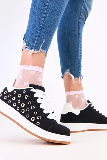Zwarte sneakers op platform met studs Adelis 2