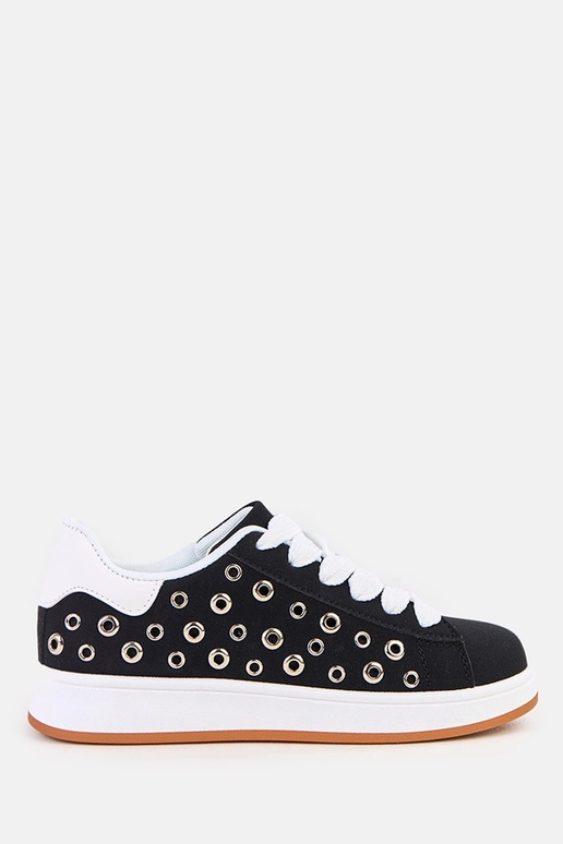 Zwarte sneakers op platform met studs...