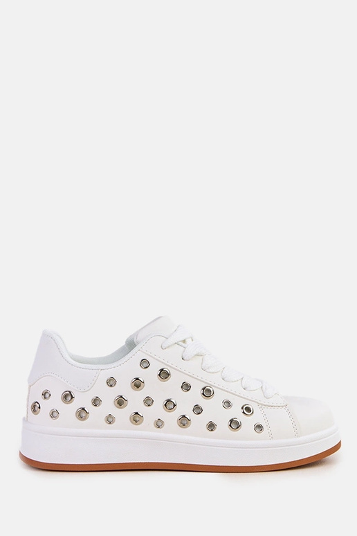 Witte sneakers op platform met studs...