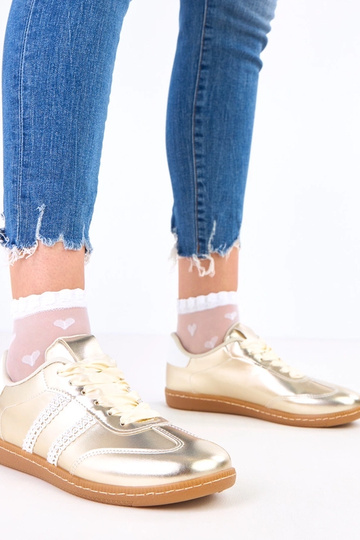 Gouden dames sneakers met satijnen veters Madres