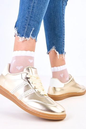 Gouden dames sneakers met satijnen veters Madres 2