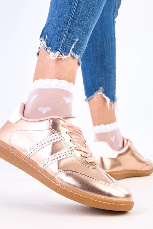 Champagne kleurige dames sneakers met...