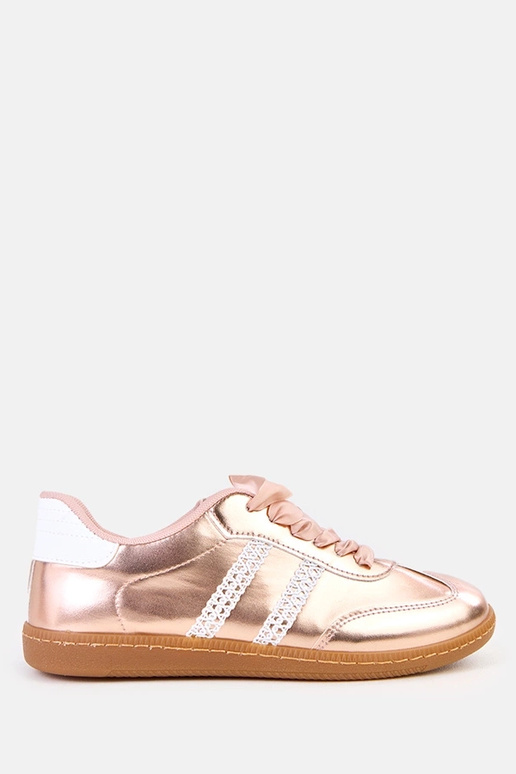 Champagne kleurige dames sneakers met...