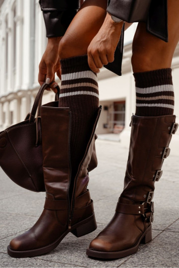 PodkolanóInki Dames IN Prążek Met Strepen CzekoladoIne