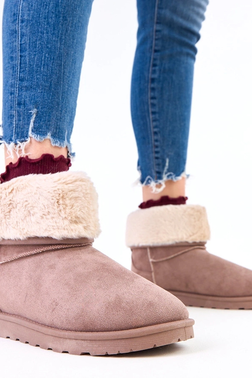 Bruine sneeuwlaarzen met bont op...