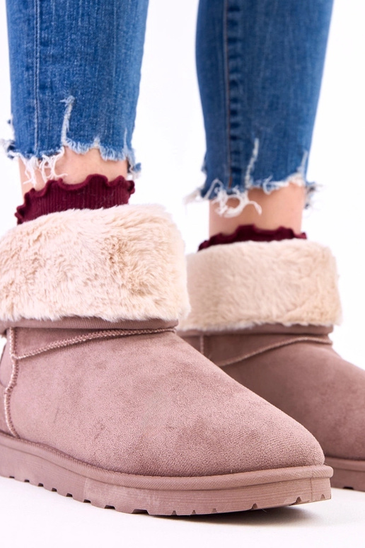 Bruine sneeuwlaarzen met bont op...