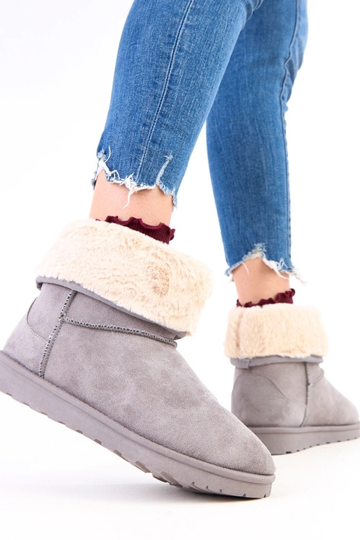 Grijze sneeuwlaarzen met bont op...