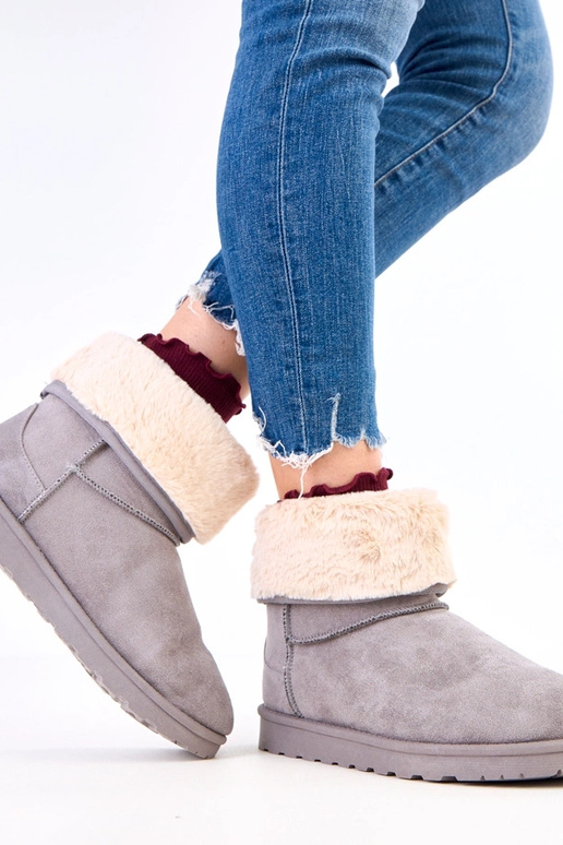 Grijze sneeuwlaarzen met bont op...