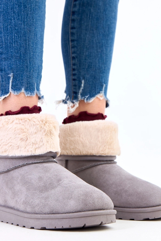 Grijze sneeuwlaarzen met bont op...