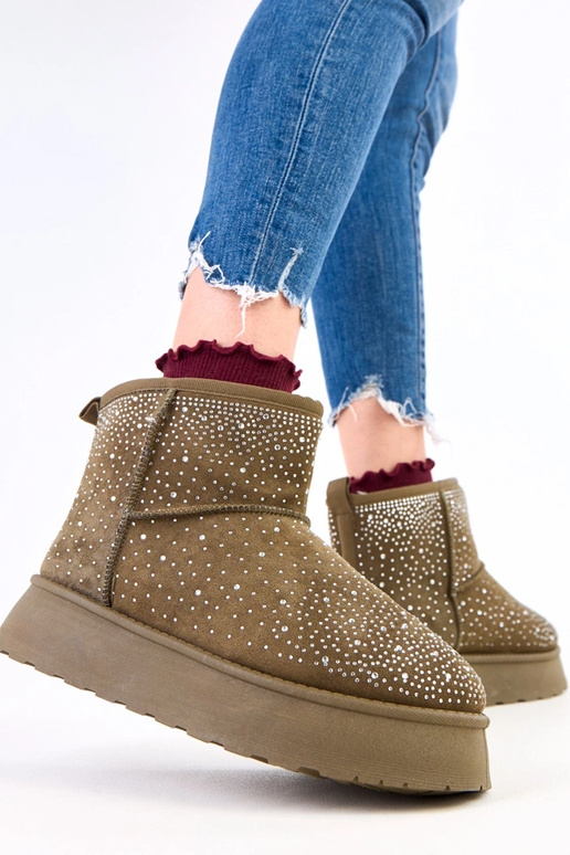 Groene sneeuwlaarzen met zirconia op...