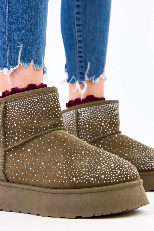 Groene sneeuwlaarzen met zirconia op...