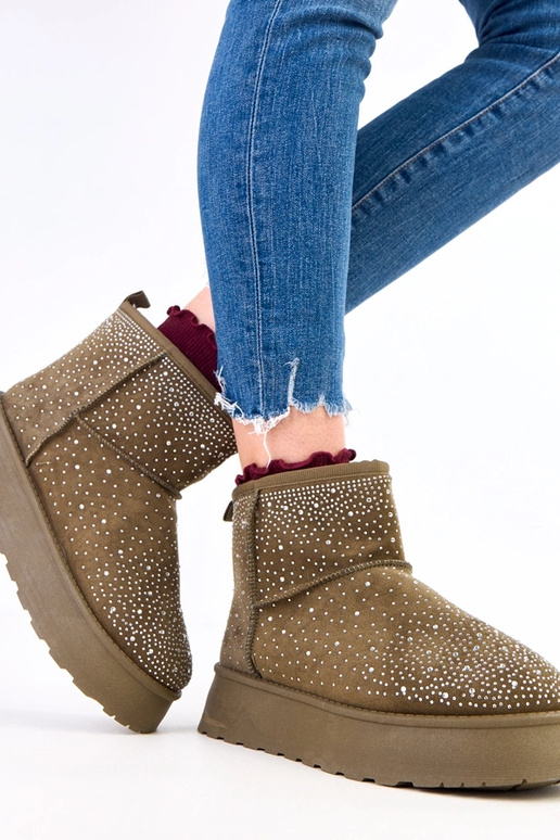 Groene sneeuwlaarzen met zirconia op...