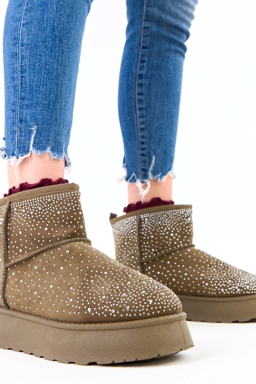 Groene sneeuwlaarzen met zirconia op...