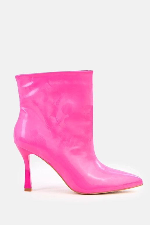 Roze lakleren enkellaarsjes op hoge...