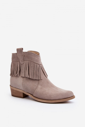 Zazoo 3430 Suede schoenen Dames met kInastjes kleur cappuccino