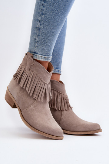 Zazoo 3430 Suede schoenen Dames met kInastjes kleur cappuccino 2