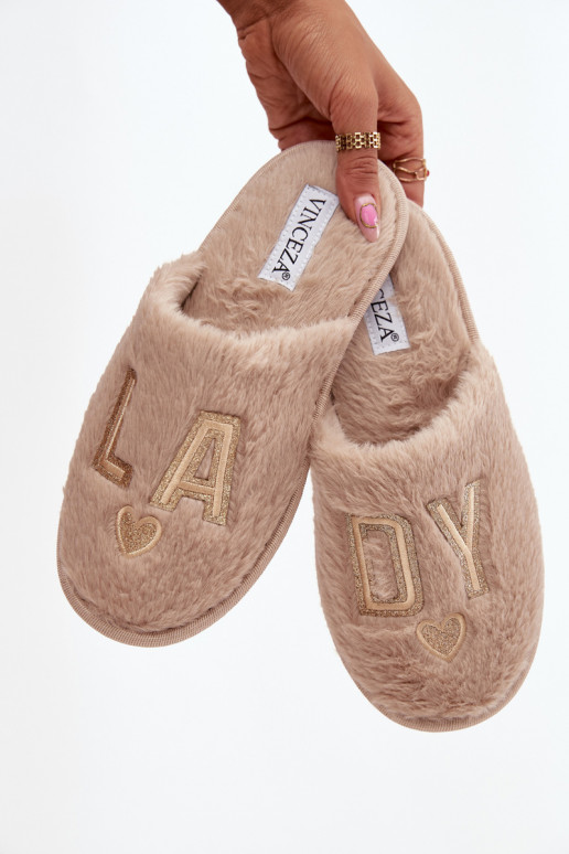Slippers Dames met bont LADY Vinceza 19958 beige