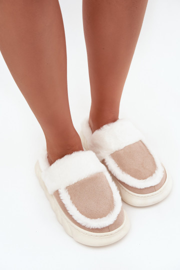 Slippers Dames Op dikke zool met bont Vinceza 19952 beige 2