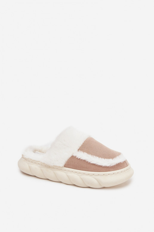 Slippers Dames Op dikke zool met bont Vinceza 19952 beige