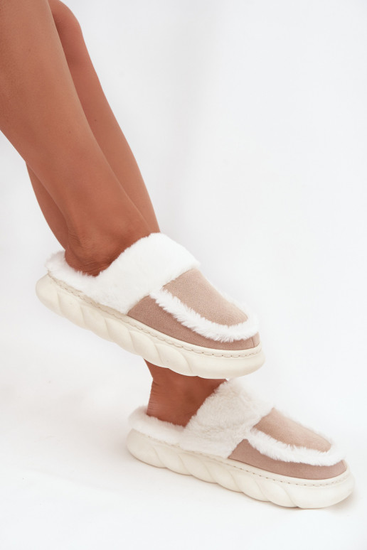 Slippers Dames Op dikke zool met bont Vinceza 19952 beige
