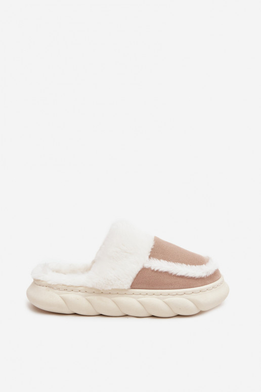 Slippers Dames Op dikke zool met bont Vinceza 19952 beige