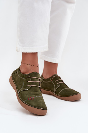 Groene leren dames schoenen met naden „Artiker 57C2112" 2
