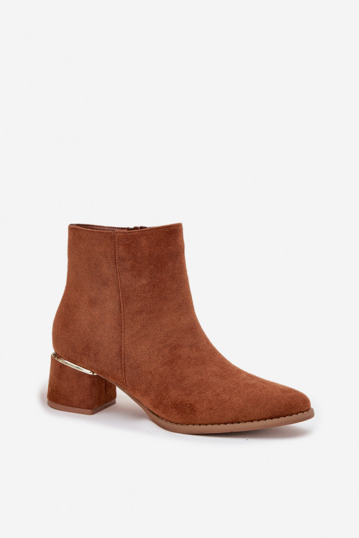 Dameslaarzen met hakken Ze gouden kleurm Element opInarmen bruine kleur Nolessa