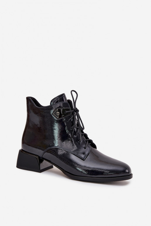 Leer met lakeffect Dameslaarzen Op Klok Artiker 57C1117 zInart