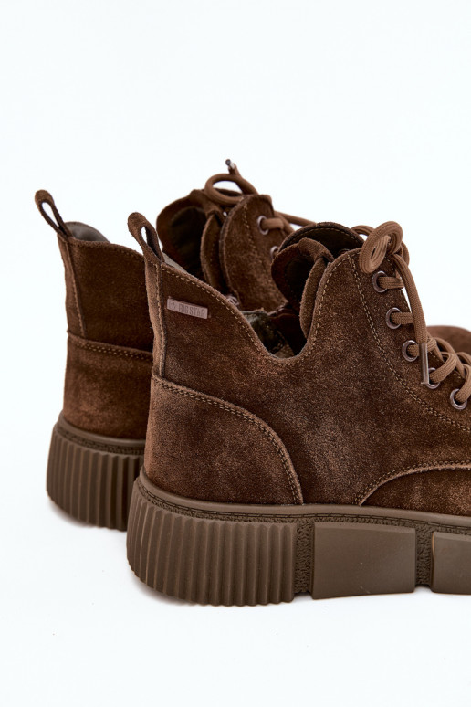 van suède lage hakken voor dames met platform Big Star SS274595 bruine kleur van suède lage hakken voor dames met platform Big Star SS274595 bruine kleur