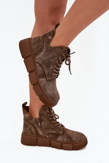 van suède lage hakken voor dames met platform Big Star SS274594 beige