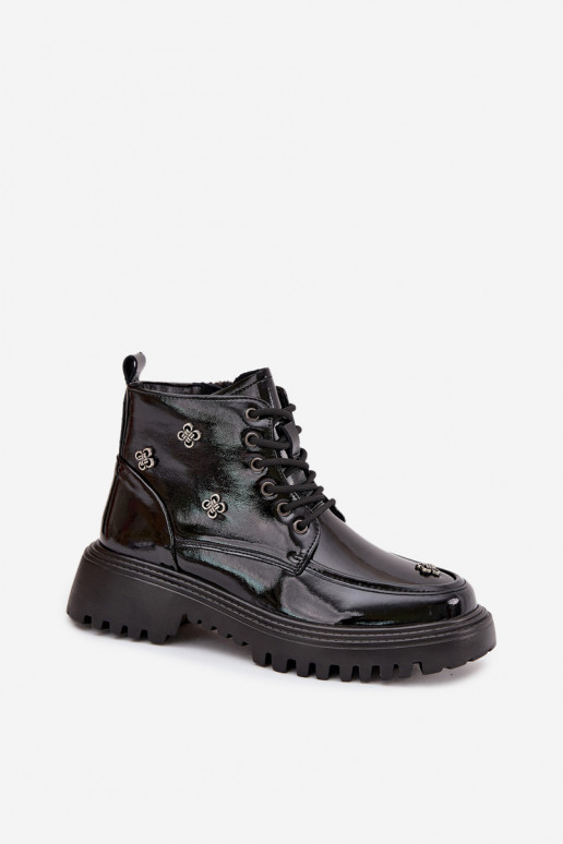 Leer opInarmen Dameslaarzen met mooie details met lakeffect Artiker 57C0345 zInart