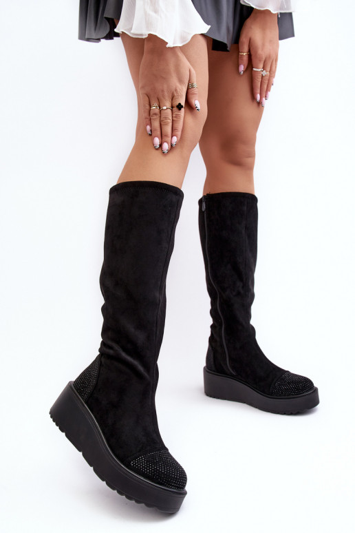 dameslaarzen van suède met platform S.Barski HY53-8 zInart dameslaarzen van suède met platform S.Barski HY53-8 zInart